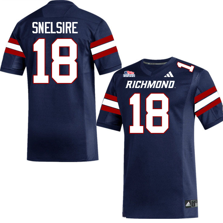 Richmond Spiders #18 Ashten Snelsire College Football Jerseys,Uniforms-Navy